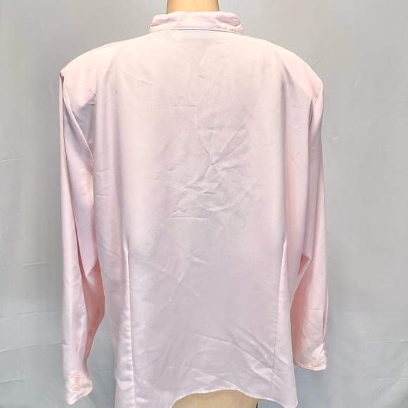 VINTAGE pink embroidered floral button down blouse‎ collarless plus size 90s - Picture 6 of 12